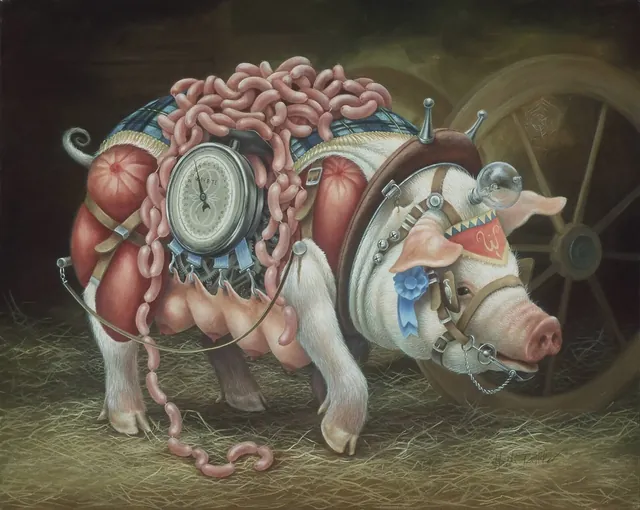 Some Pig, surrealist painting from the Fantasia collection