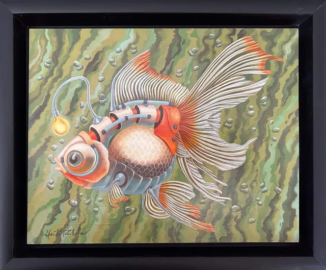 Ryukin 4, surrealist painting from the Miniature collection