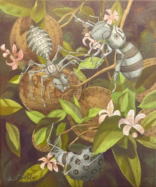 Trifecta, surrealist painting from the Miniature collection